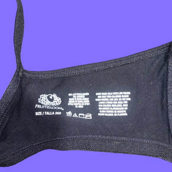 Sz.36D*Fruit of the Loom*Black Unlined Bra - Picture 5 of 6